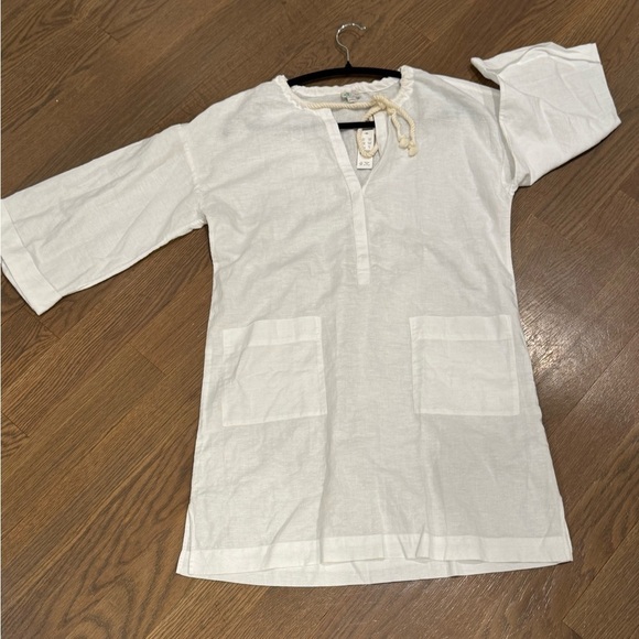 J.Crew - white Cotton-linen V-neck beach tunic (Size S) - Picture 8 of 11